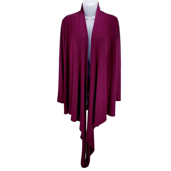 Pure Jill J Jill Draped Cardigan M Women Burgundy Wine Red Long Sleeve Neck Wrap - Picture 3 of 9